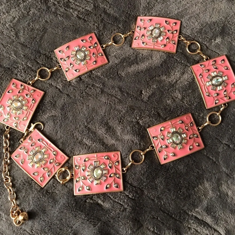 Square Pink Concho Belt - Girls